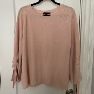 Ann Taylor pink sweater with ribbon details. Size XL.